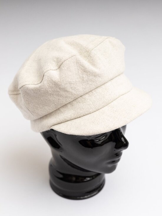 Women\'s Upcycled Small Beige Linen Military Cadet Army Patrol Hat main image 5